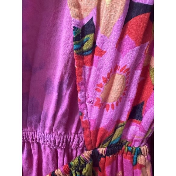 Billabong Heaven Sent Floral Open Back Mini Dress Long Blouson Sleeve Size M - Picture 11 of 12